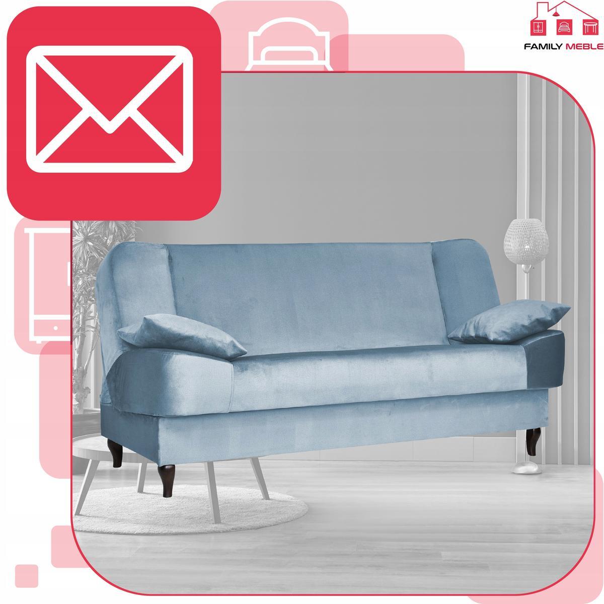 Wersalka SARA 200x95 cm błękitna rozkładana kanapa z pojemnikiem sofa do salonu Monolith nr. 3