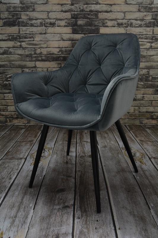 Fotel ARTEN X krzesło do jadalni salonu welur ciemnoszary nogi czarne nr. 5