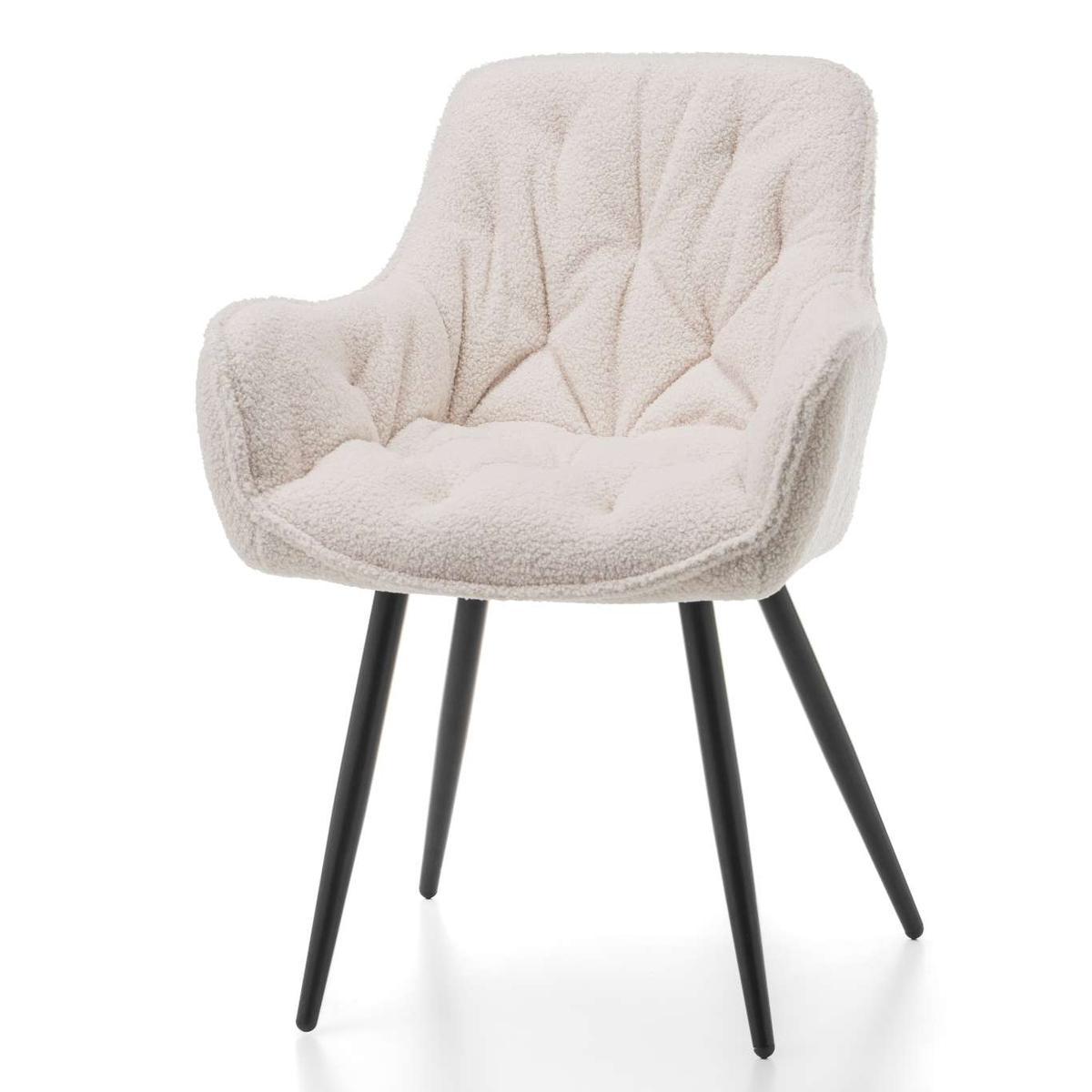 Krzesło TEDDY BUKLA jasnobeżowe tapicerowane pikowane tkaniną do salonu nr. 3