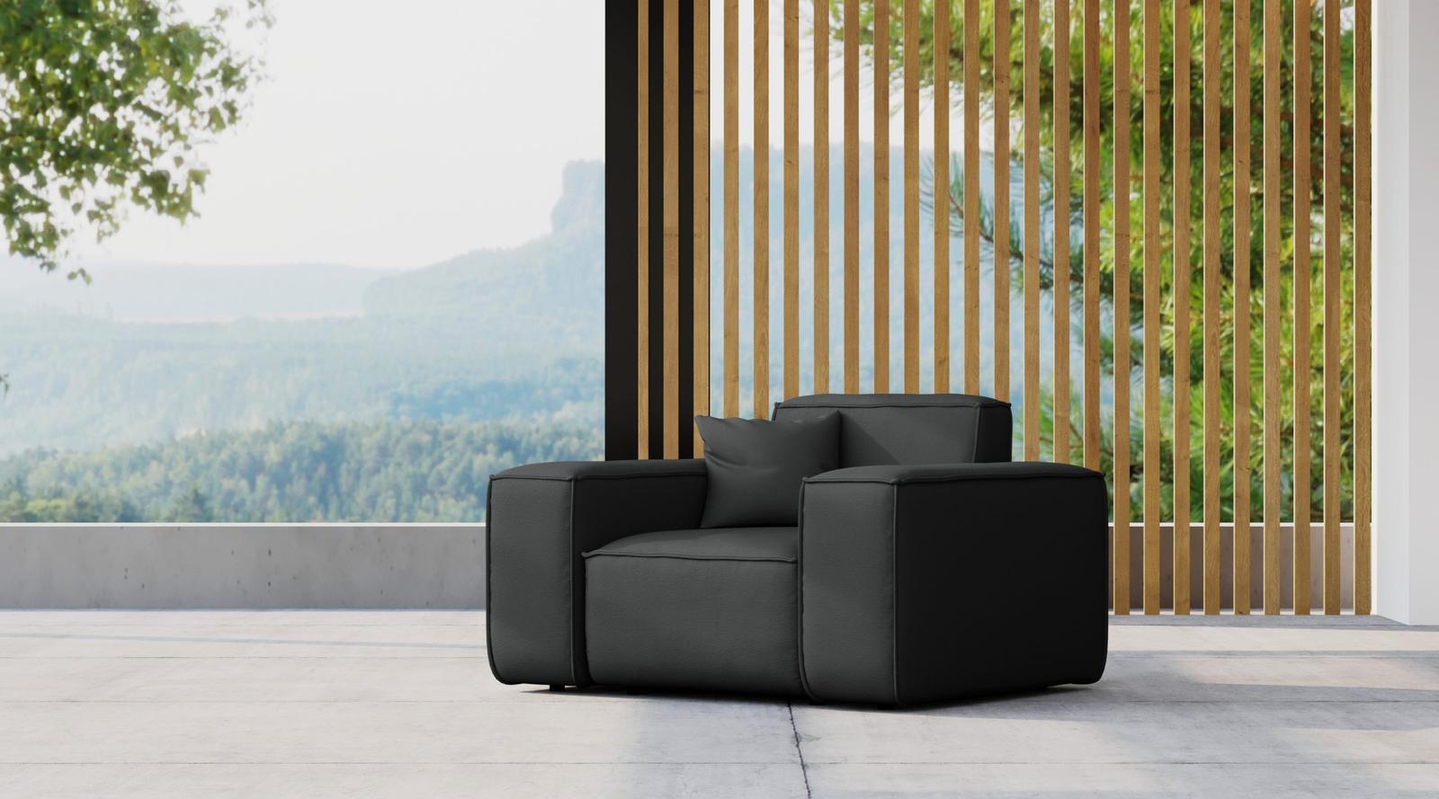 Sofa ogrodowa MALIBU 121x73x88 cm wodoodporna UV 1-os + poduszka do ogrodu czarna 1 Full Screen