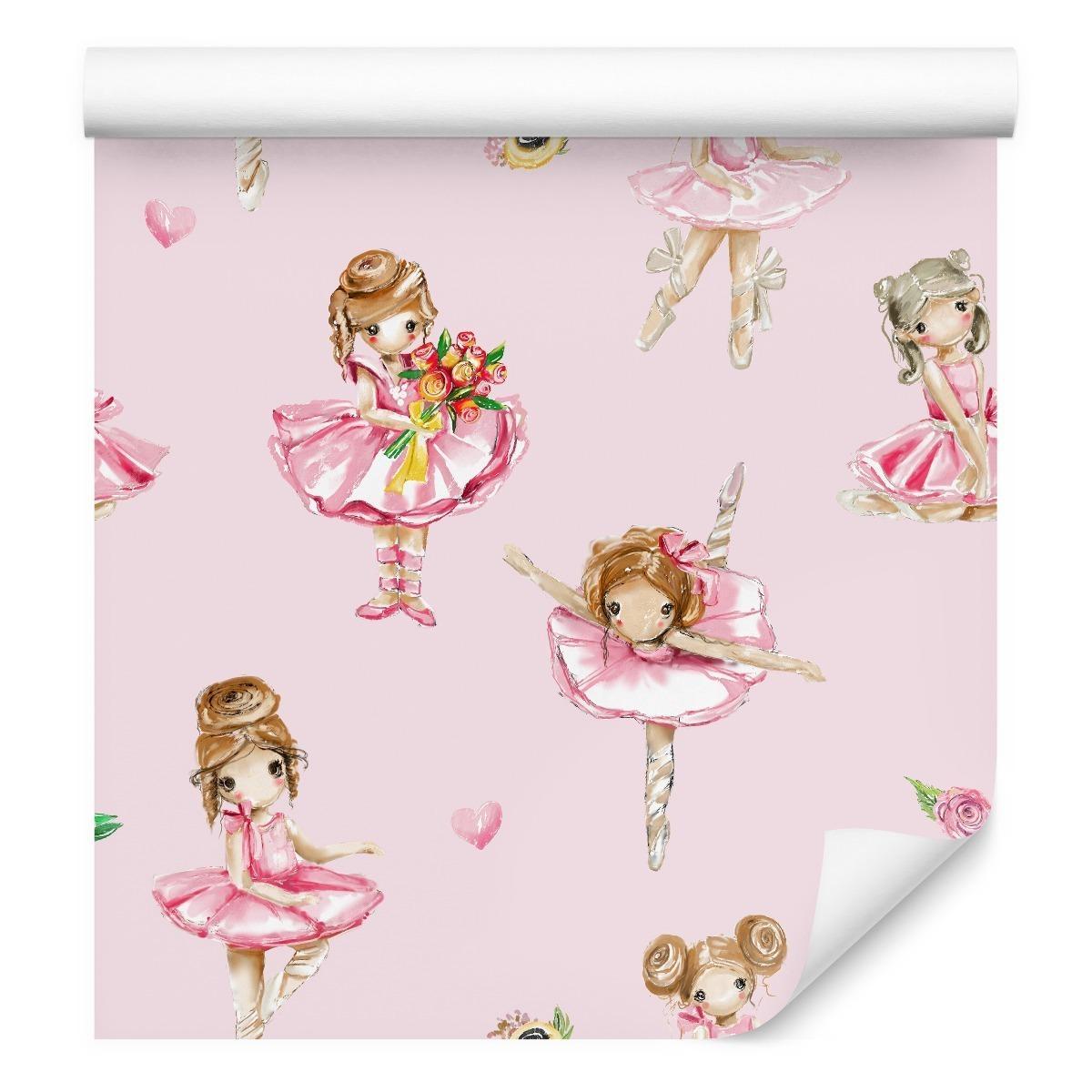 Tapeta dla dziewczynki baletnice kwiaty serduszka 0 Full Screen