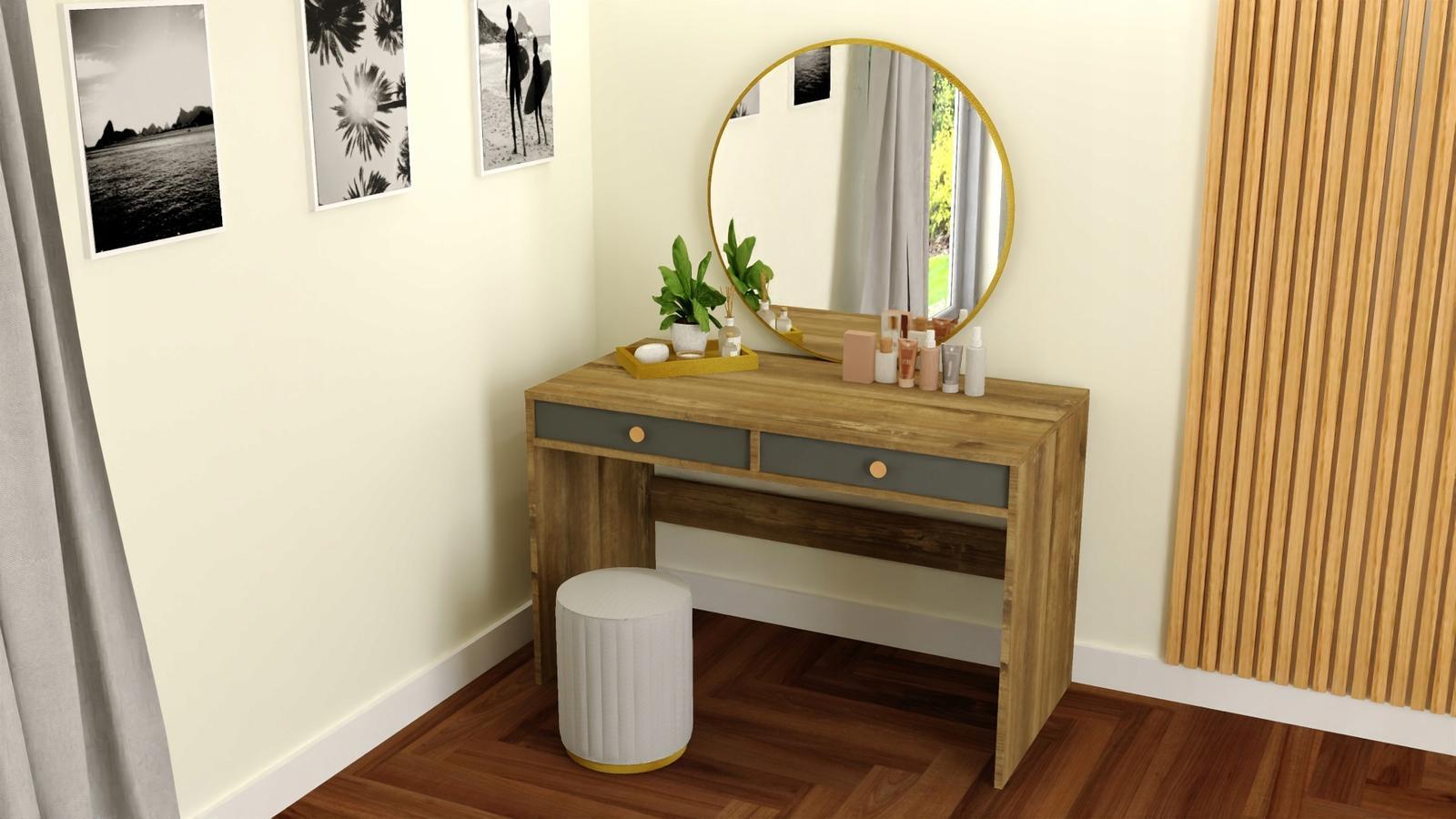 Toaletka biurko MONODIS 120x75x60 cm do sypialni drewno retro front szary nr. 3