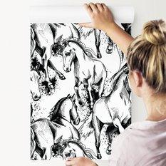 Tapeta młodzieżowa czarno-białe konie zwierzęta  - Miniaturka zdjęcia nr 3