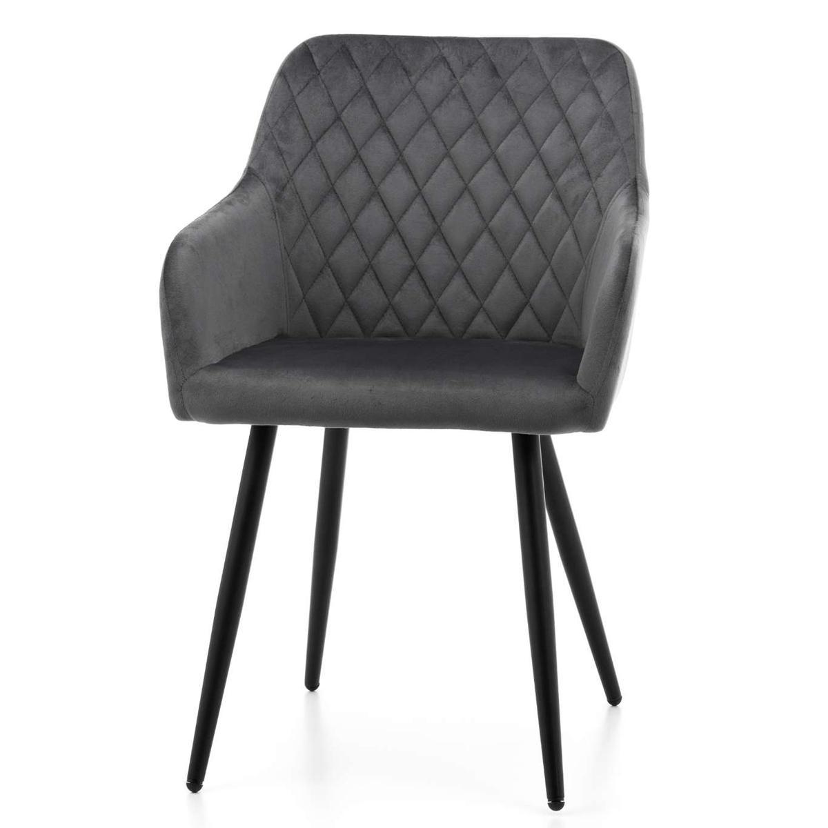 Krzesło TODI szare tapicerowane welurem pikowane do jadalni lub salonu  nr. 3