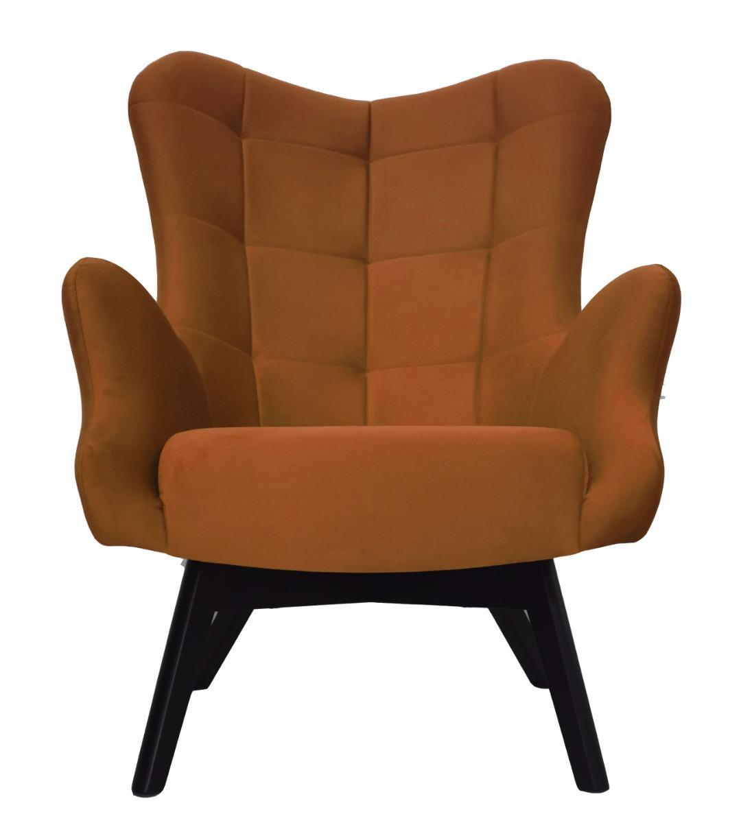 Fotel skandynawski ETERNO 77x102x87 cm pomarańczowy z czarnymi nogami do salonu  nr. 2