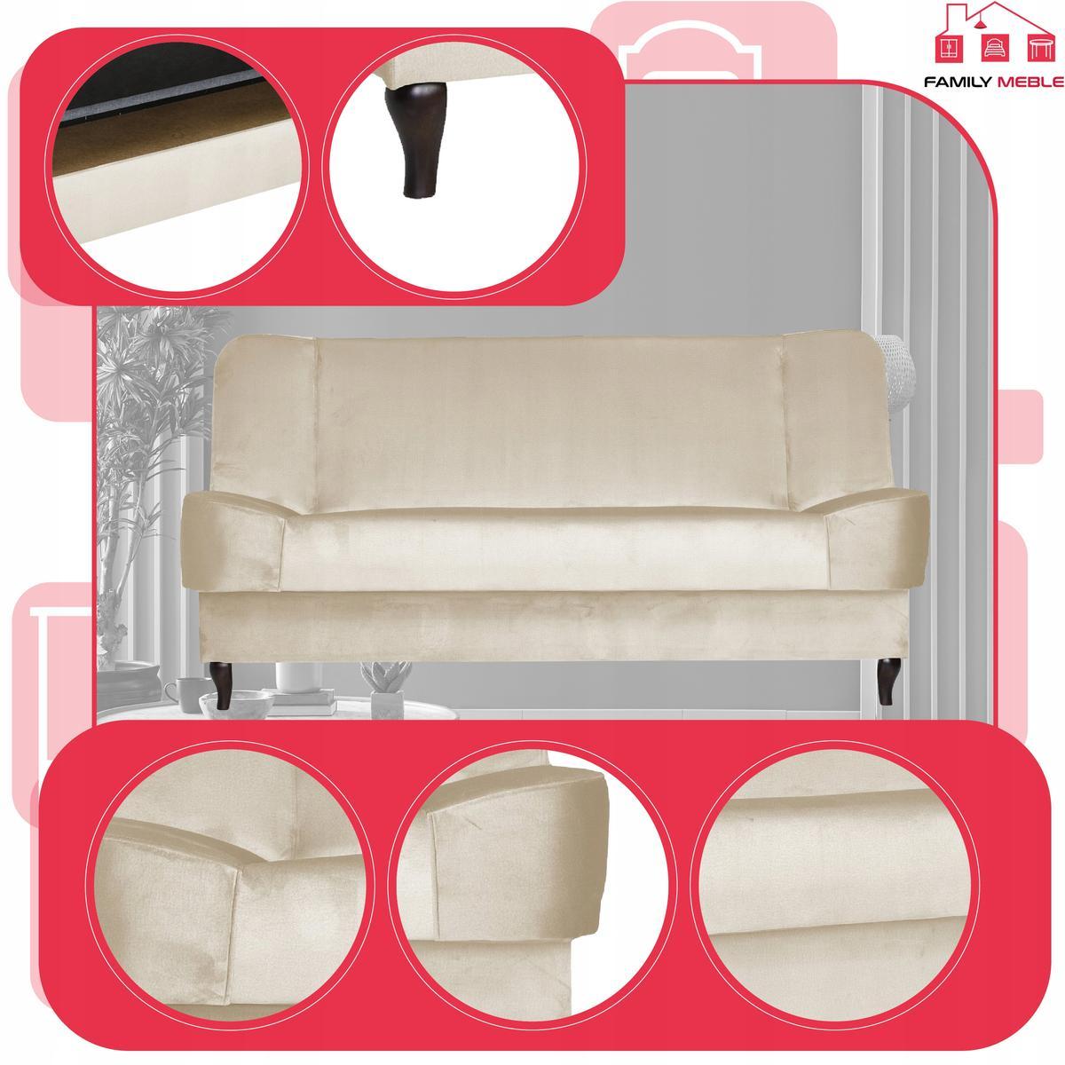 Wersalka SARA 200x95 cm kremowa rozkładana kanapa z pojemnikiem sofa do salonu Monolith nr. 4