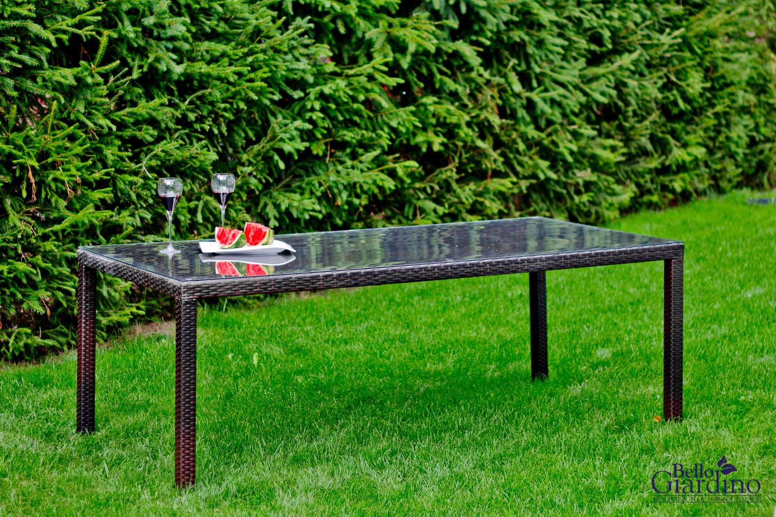 Duży stół ogrodowy 200x74x100 cm z technorattan do ogrodu brązowy nr. 2