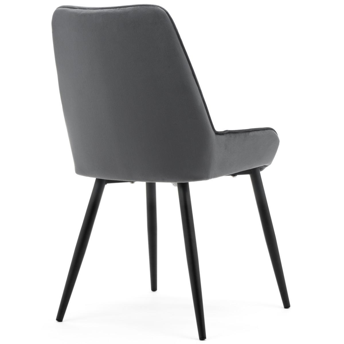 Krzesło LUCA szare tapicerowane welurem czarne nóżki do jadalni lub salonu 7 Full Screen