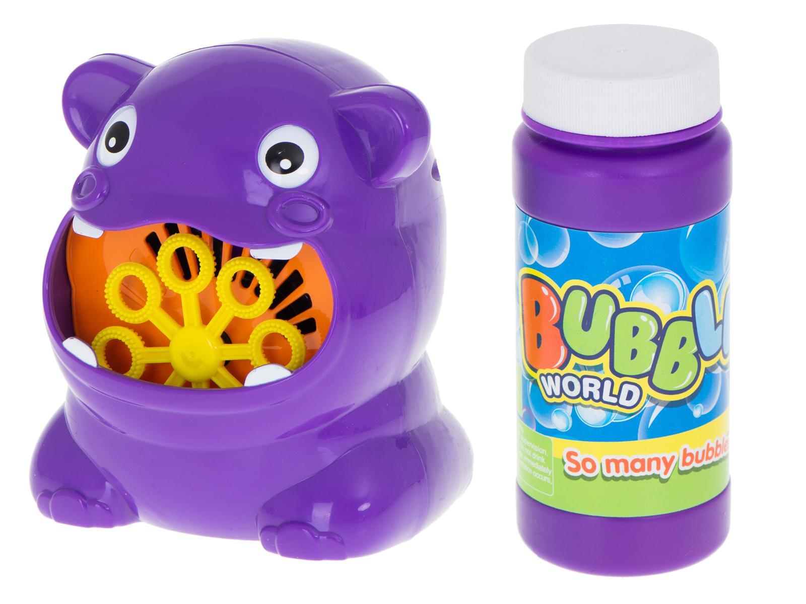 Bańki mydlane automat do baniek płyn hipopotam hipcio dla dzieci fioletowy 12x13x10 cm nr. 2