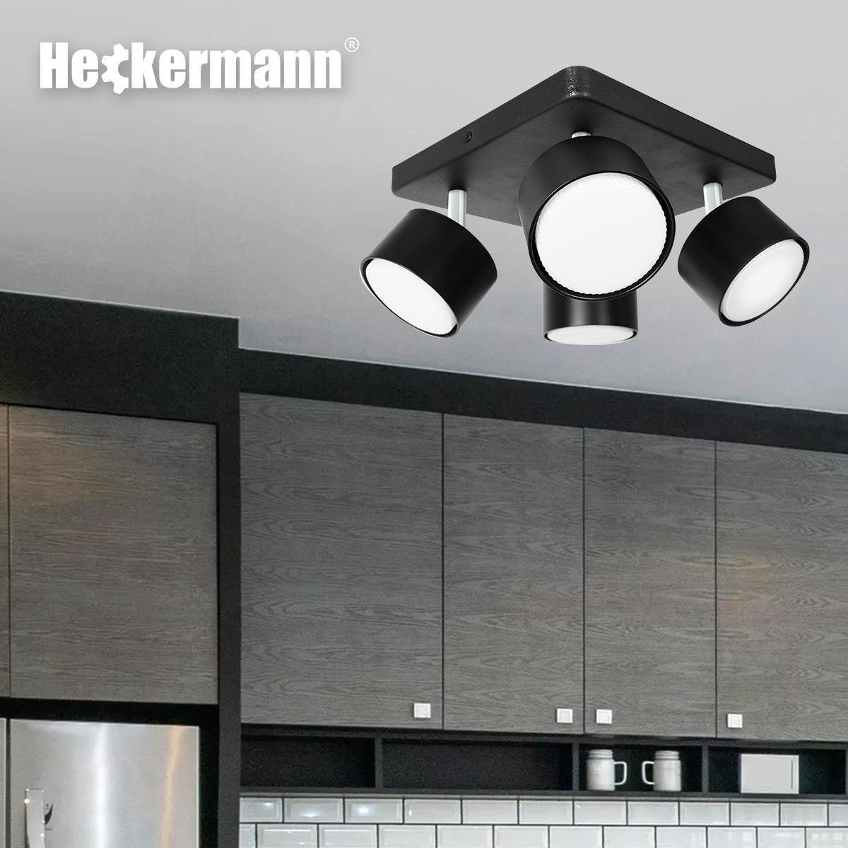 Lampa sufitowa punktowa LED Heckermann 8795318A Czarna 4x głowica + 4x Żarówka LED GX53 7W Neutral 4 Full Screen