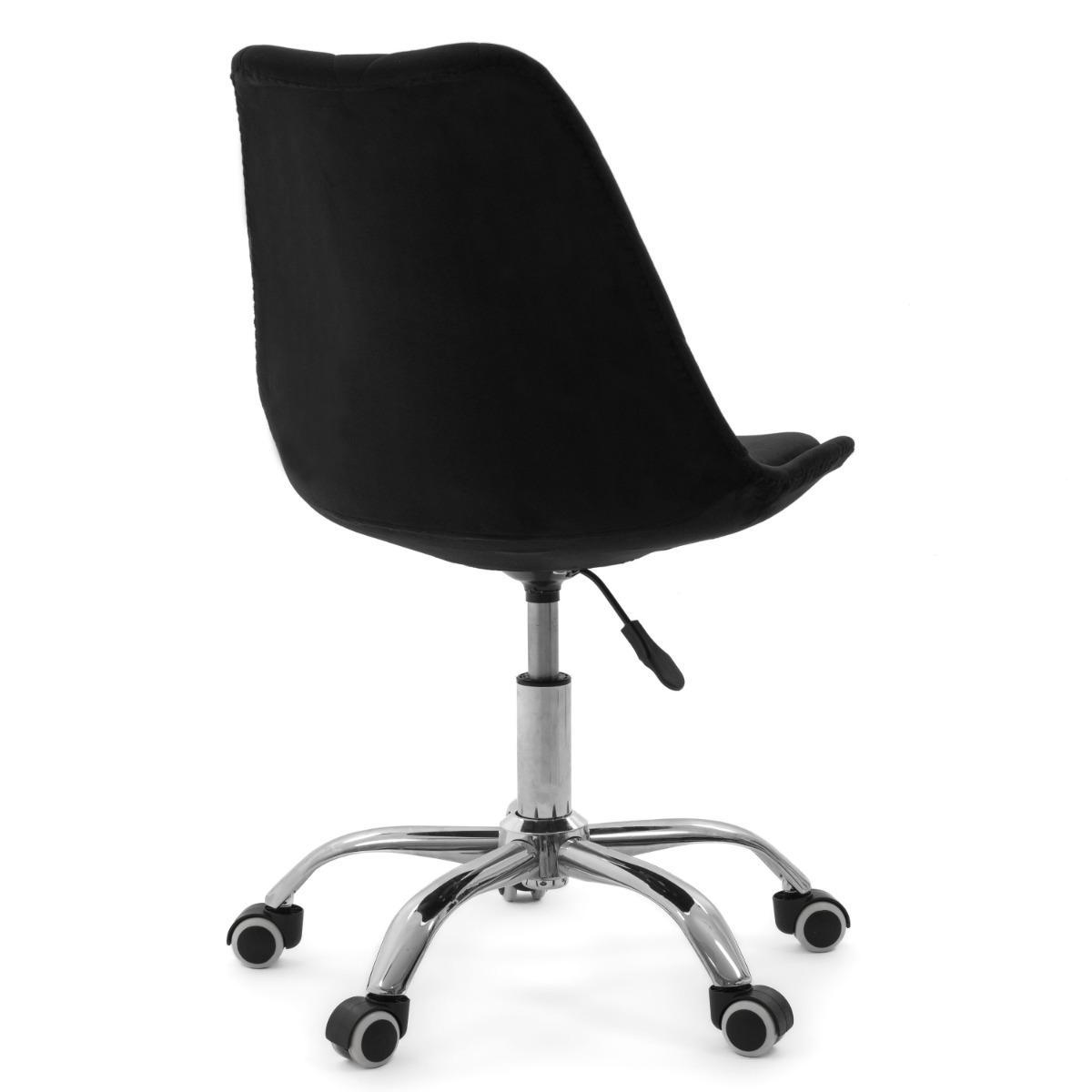 Krzesło do biurka DUBLIN biurowe krzesło obrotowe welurowe z poduszka do pokoju biura czarne nr. 10