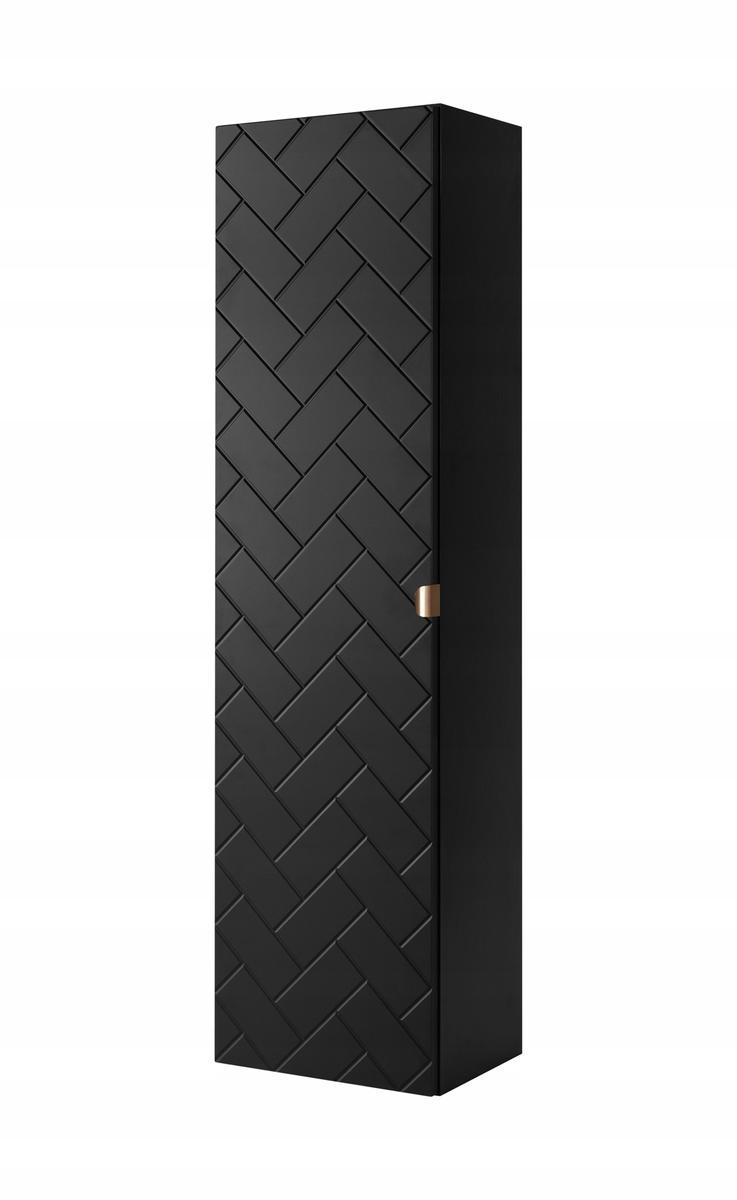 Słupek Łazienkowy MADIS 136 cm wysoki frezowany front szafka z półkami czarny uchwyt złoty nr. 1