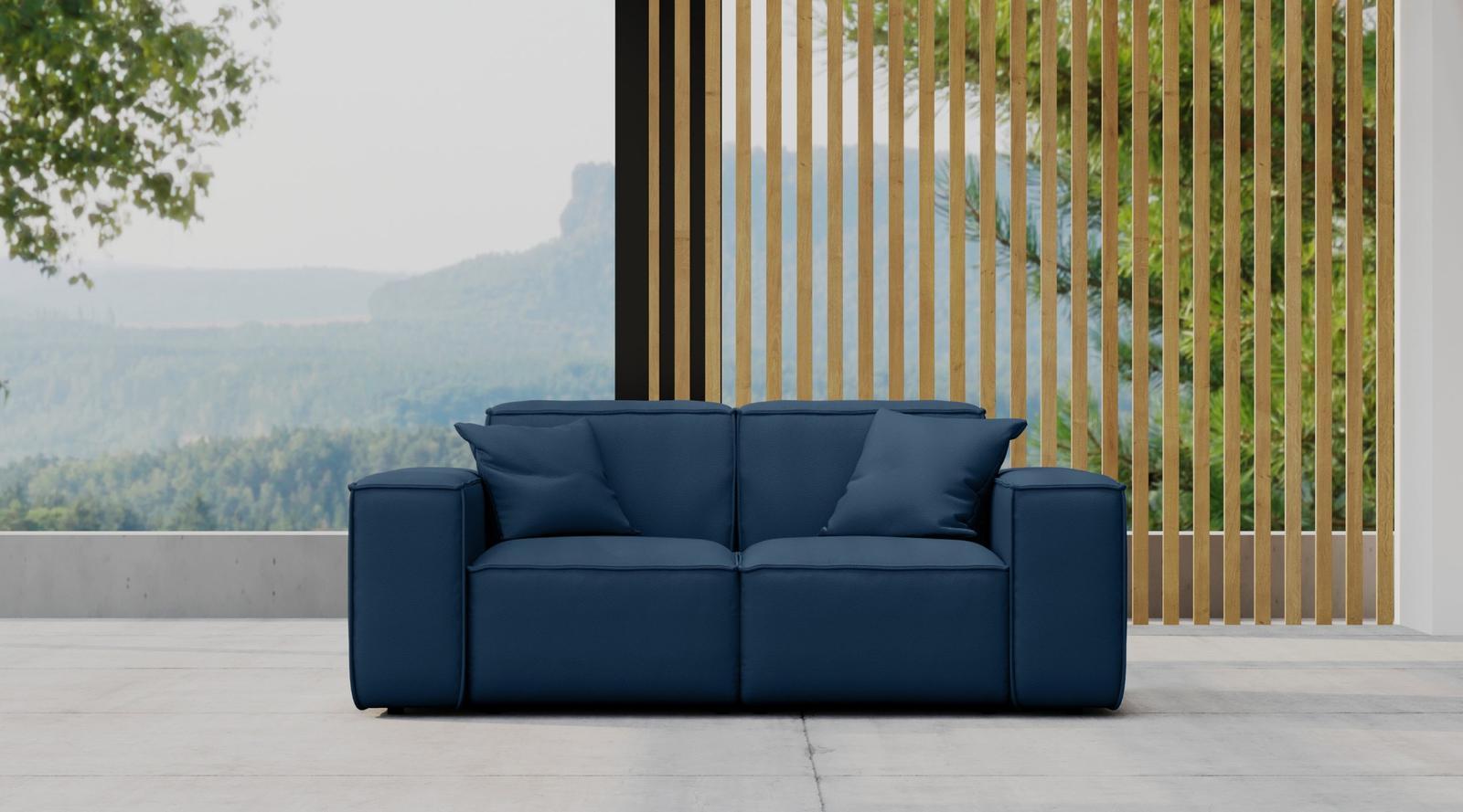 Sofa ogrodowa MALIBU 186x73x88 cm wodoodporna UV 3-os + 2 poduszki do ogrodu ciemnoniebieska nr. 2