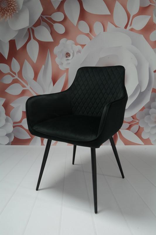 Fotel Lizbona krzesło 57,5x84,5x59 cm welur czarny metalowe nogi czarne do salonu nr. 8