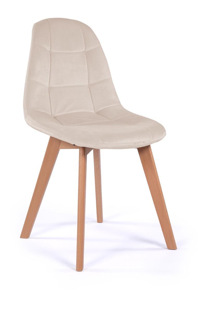 Krzesło tapicerowane 46x87x42 cm skandynawskie drewniane nóżki welurowe VEGAS beżowy 0 Full Screen