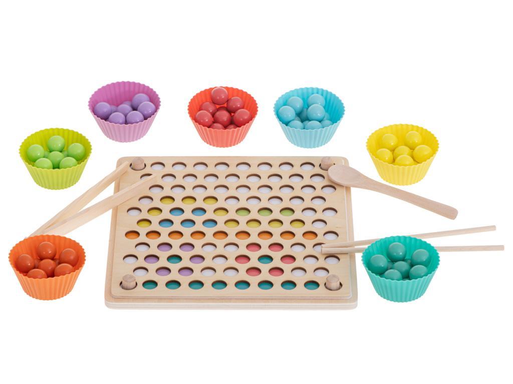 Układanka edukacyjna dla dzieci drewniana mozaika z kulek kolorowe montessori 77 elementów 24x5x23cm nr. 5