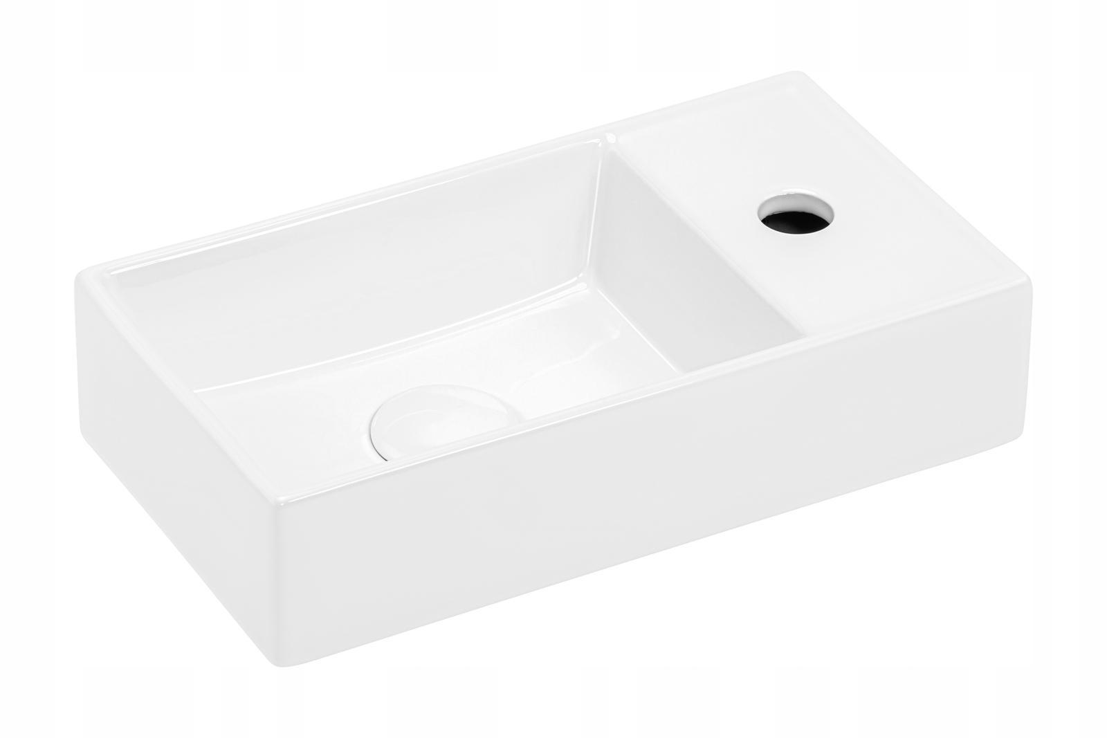 Szafka łazienkowa z Umywalką 40 cm Wisząca biała FREZOWANY Front MDF do łazienki  6 Full Screen