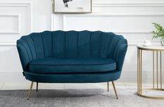 Sofa dwuosobowa 158x54x85cm muszla welurowa do salonu KRONOS niebieski