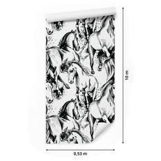 Tapeta młodzieżowa czarno-białe konie zwierzęta  - Miniaturka zdjęcia nr 2