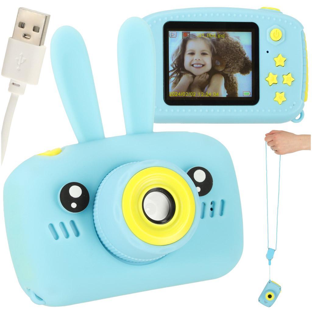Aparat fotograficzny cyfrowy video gry 2.0" HD + etui zabawka dla dzieci niebieski 8x5x4 cm 6 Full Screen