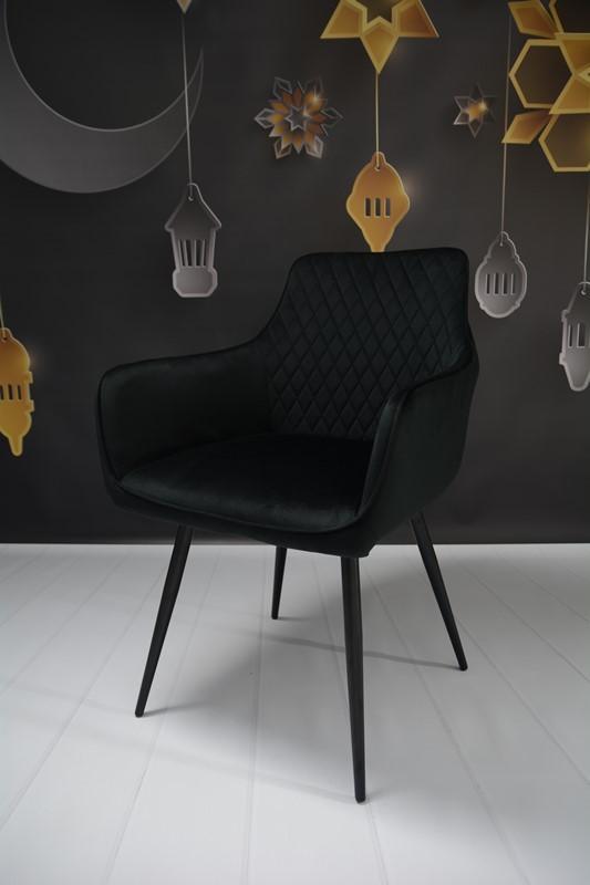 Fotel Lizbona krzesło 57,5x84,5x59 cm welur czarny metalowe nogi czarne do salonu nr. 6