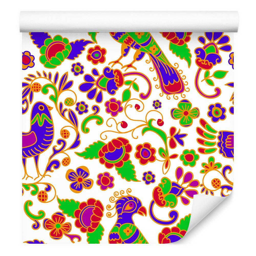 Tapeta folkowa kolorowe wzory kwiaty przedpokój nr. 1