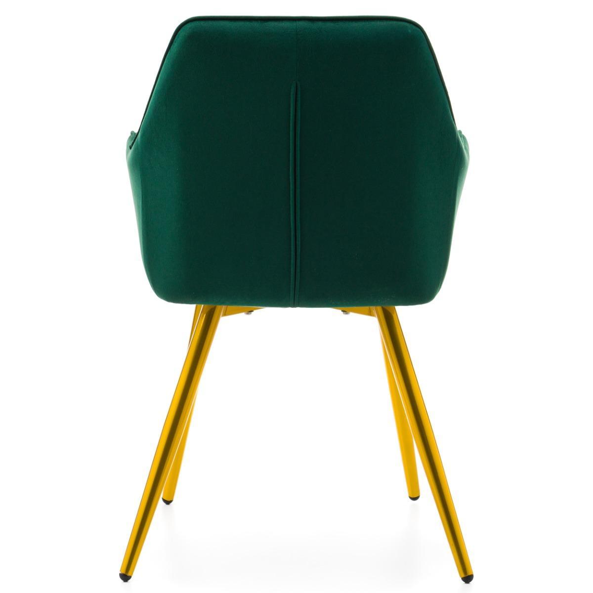 Krzesło VASTO zielone tapicerowane welurem złote nóżki do jadalni lub salonu  7 Full Screen