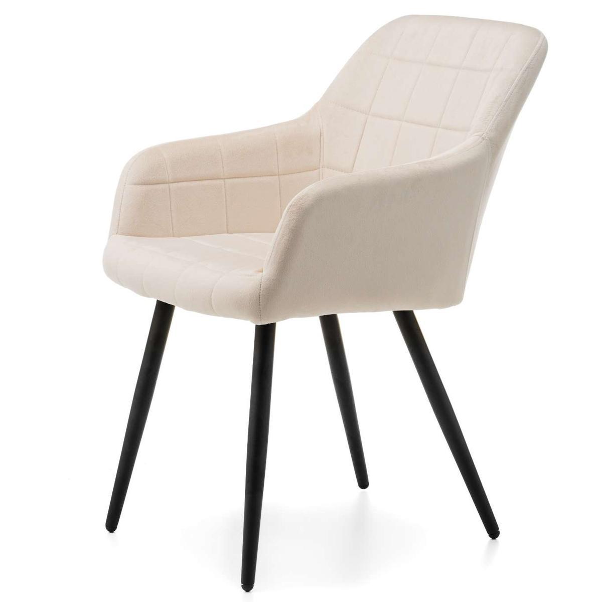 Krzesło ORTE beżowe tapicerowane welurem pikowane do jadalni lub salonu  nr. 5
