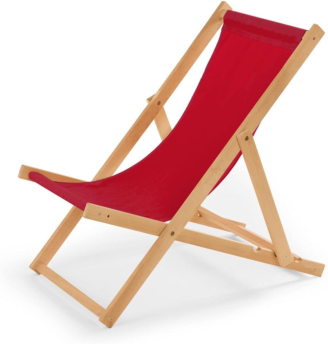 Leżak drewniany 47x112 cm ogrodowy plażowy do ogrodu czerwony 0 Full Screen