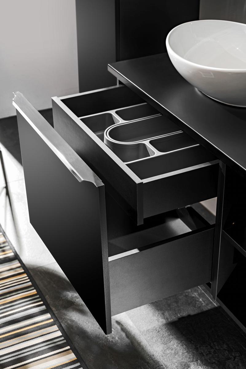 Szafka pod umywalkę 80 cm czarna wisząca z organizerem 2 szuflady do łazienki  nr. 2