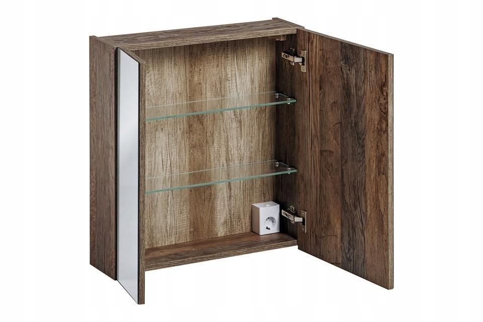 Szafka z lustrem 60 cm oak z gniazdkiem do łazienki  2 Full Screen