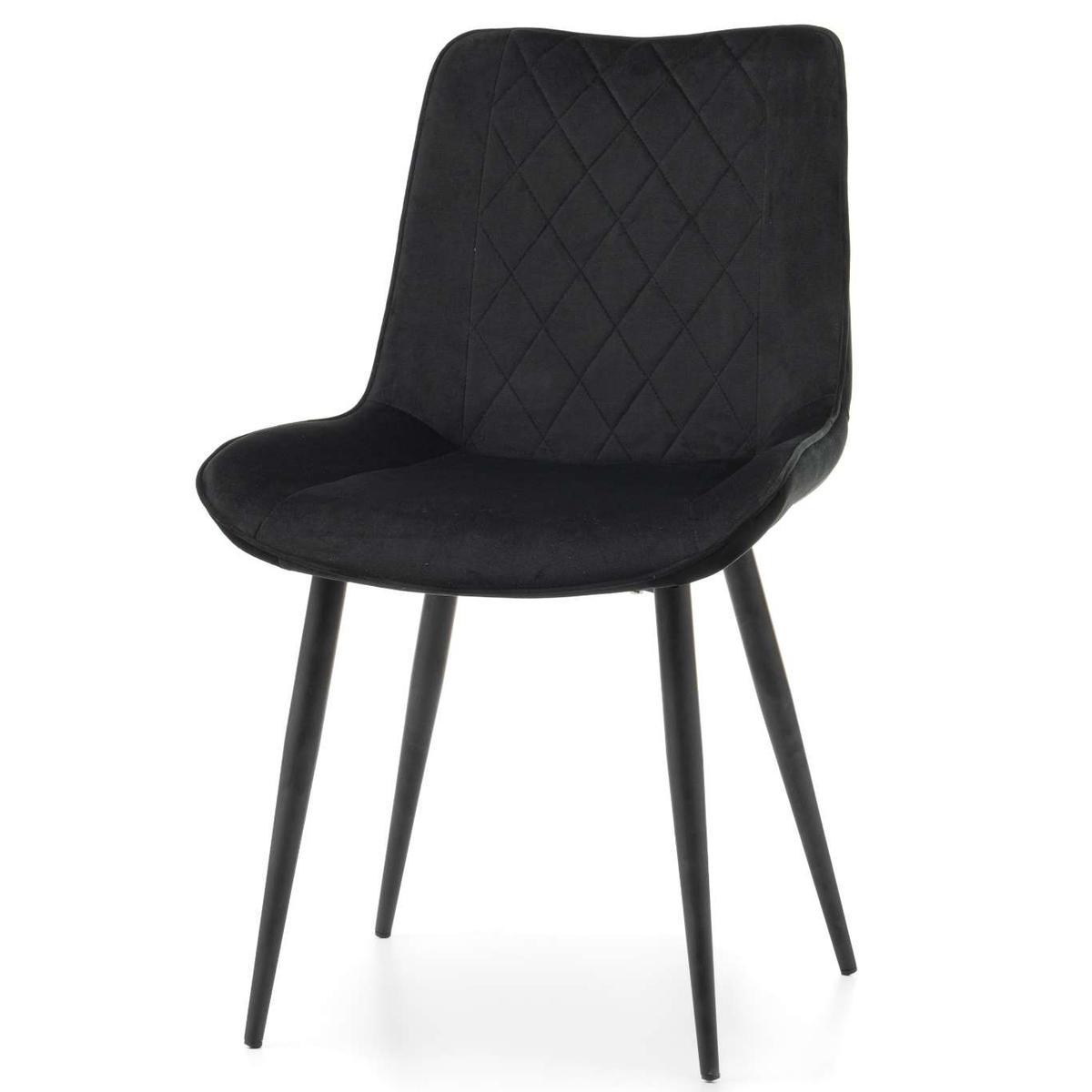 Krzesło ALED czarne tapicerowane welurem pikowane do jadalni lub salonu  nr. 3