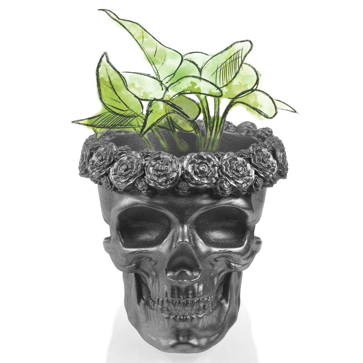 Donica Skull Flowers Steel Poli  11 cm nr. 4
