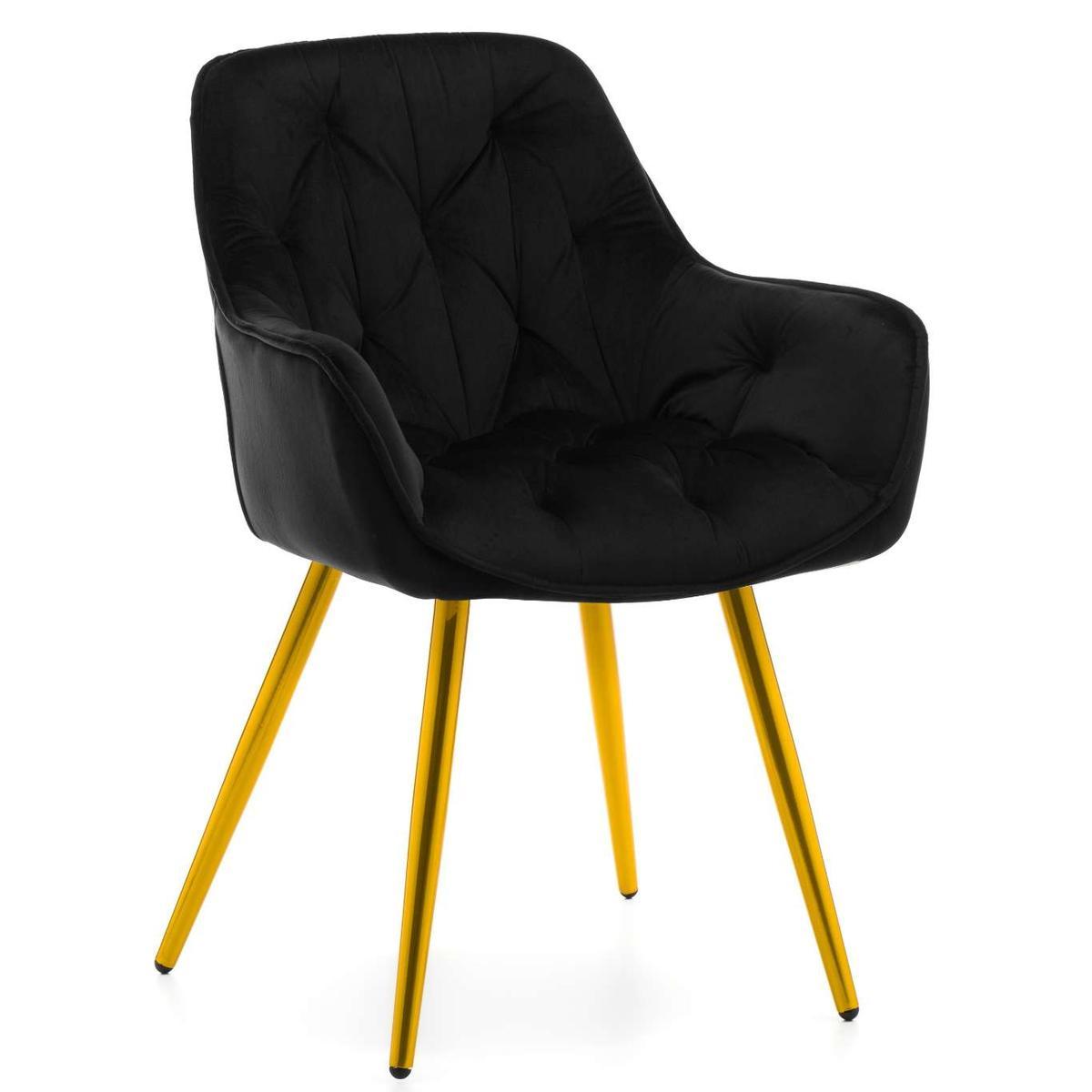 Krzesło SIENA czarne tapicerowane welurem złote nóżki do jadalni lub salonu  nr. 1