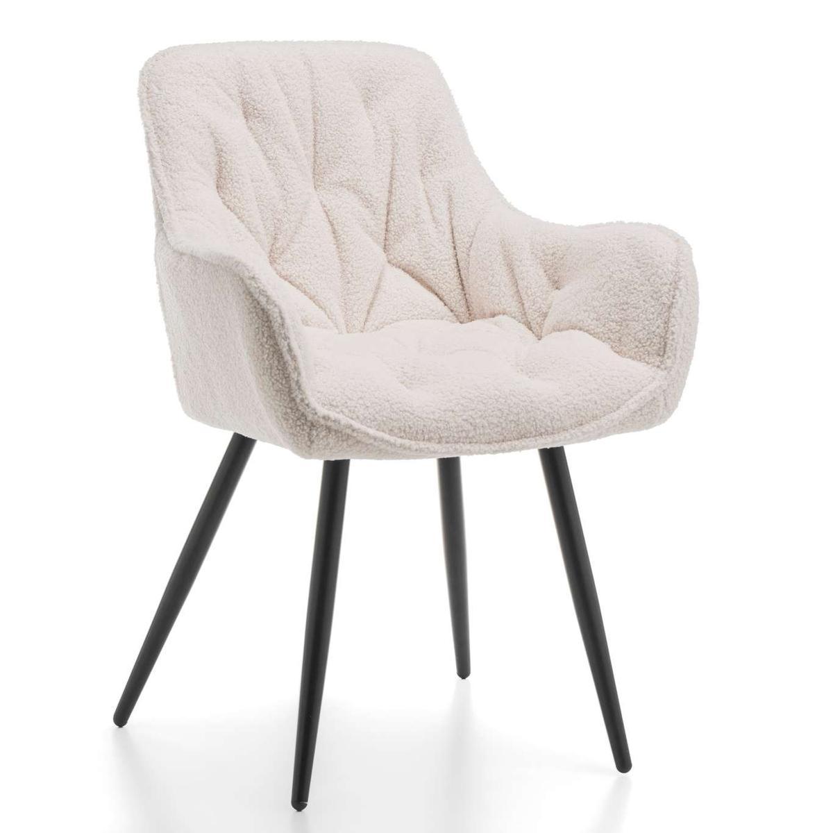 Krzesło TEDDY BUKLA jasnobeżowe tapicerowane pikowane tkaniną do salonu nr. 1
