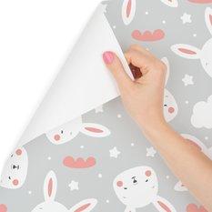 Tapeta dla dzieci w urocze króliki chmury kropki  - Miniaturka zdjęcia nr 1