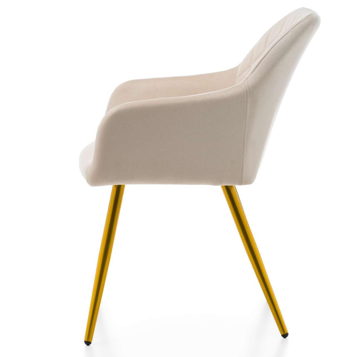 Krzesło TODI beżowe welurowe złote nóżki nowoczesne do jadalni lub salonu  nr. 6
