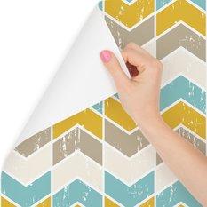 Tapeta retro kolorowe wzory geometryczne sypialnia  - Miniaturka zdjęcia nr 1