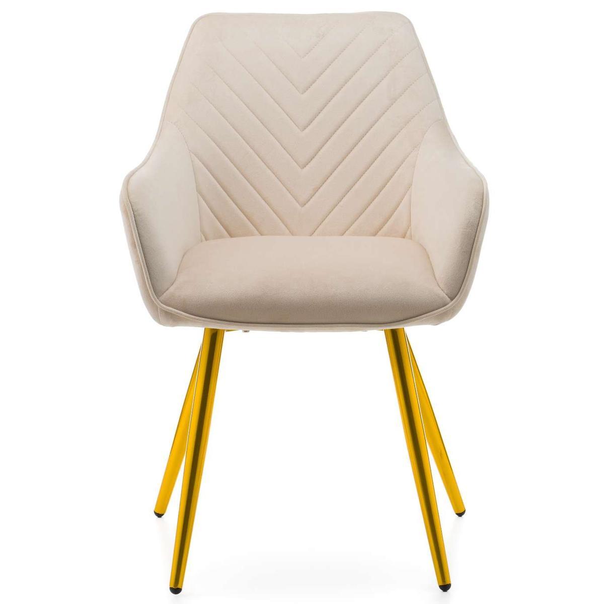 Krzesło VASTO beżowe tapicerowane welurem złote nóżki do jadalni lub salonu nr. 2