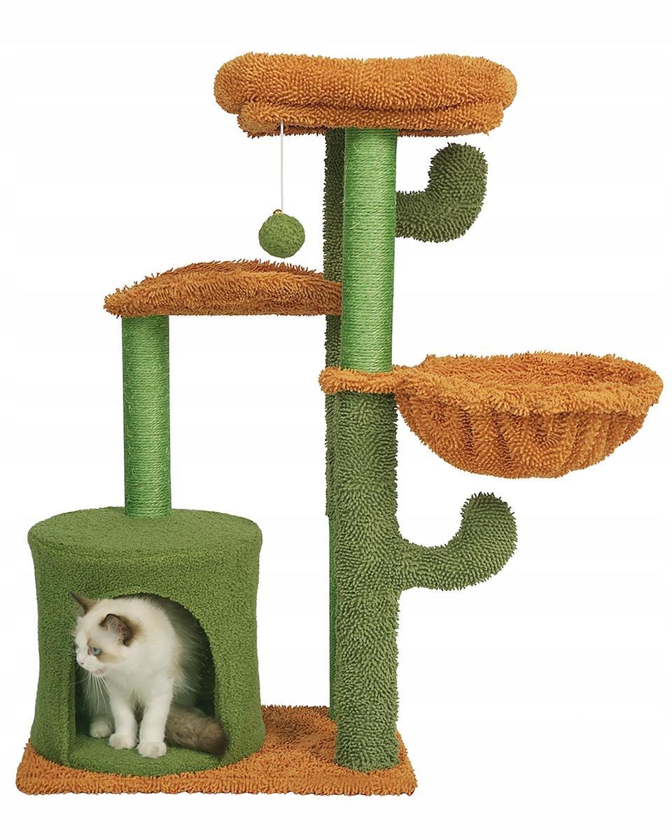 Drapak dla kota 47x90 cm zielono brązowy wieża legowisko zabawka dla zwierząt  nr. 1