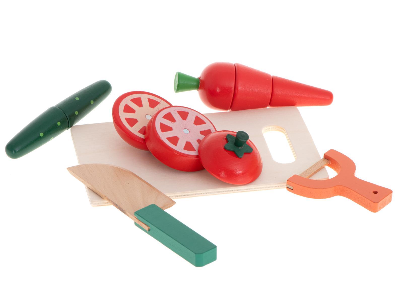 Warzywa drewniane do krojenia na magnes w skrzynce + akcesoria zabawka dla dzieci 25x10x15.5cm nr. 13