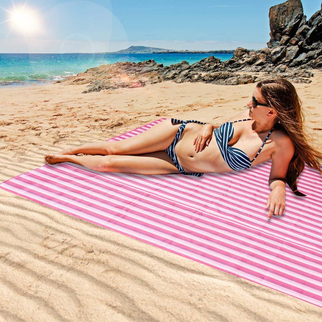 Mata plażowa koc piknikowy plażowy 200x200cm różowy nr. 9