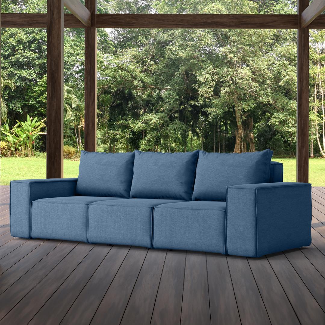 Sofa ogrodowa SONNE 245x88x73 cm 3 - osobowa wodoodporna na taras do ogrodu niebieska 1 Full Screen