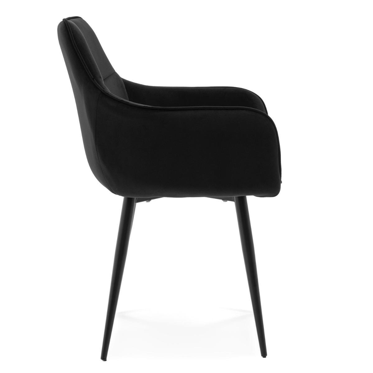 Krzesło QUATTRO w kolorze czarnym tapicerowane welurowe velvet aksamit do jadalni lub salonu  nr. 9