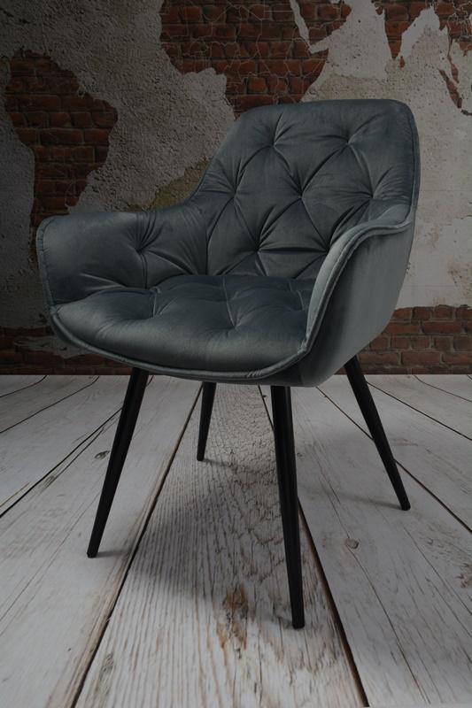 Fotel ARTEN X krzesło do jadalni salonu welur ciemnoszary nogi czarne nr. 4