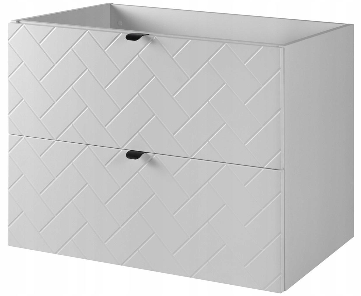 Szafka Łazienkowa MADIS 80 cm pod umywalkę wisząca frezowane szuflady biała uchwyt czarny nr. 1