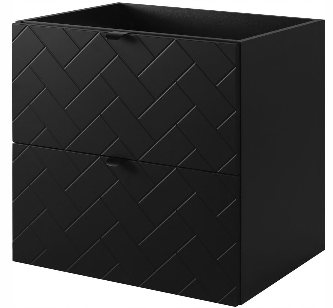 Szafka Łazienkowa MADIS 60 cm pod umywalkę wisząca frezowane szuflady czarna uchwyt czarny nr. 1