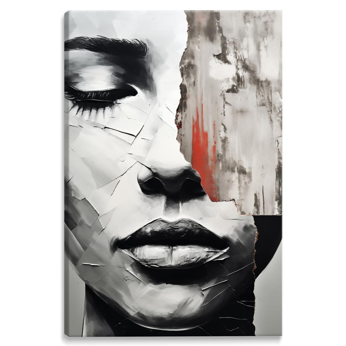 Obraz Do Sypialni Abstrakcyjny PORTRET Kobiety Usta Beton Mur 80x120cm 1 Full Screen