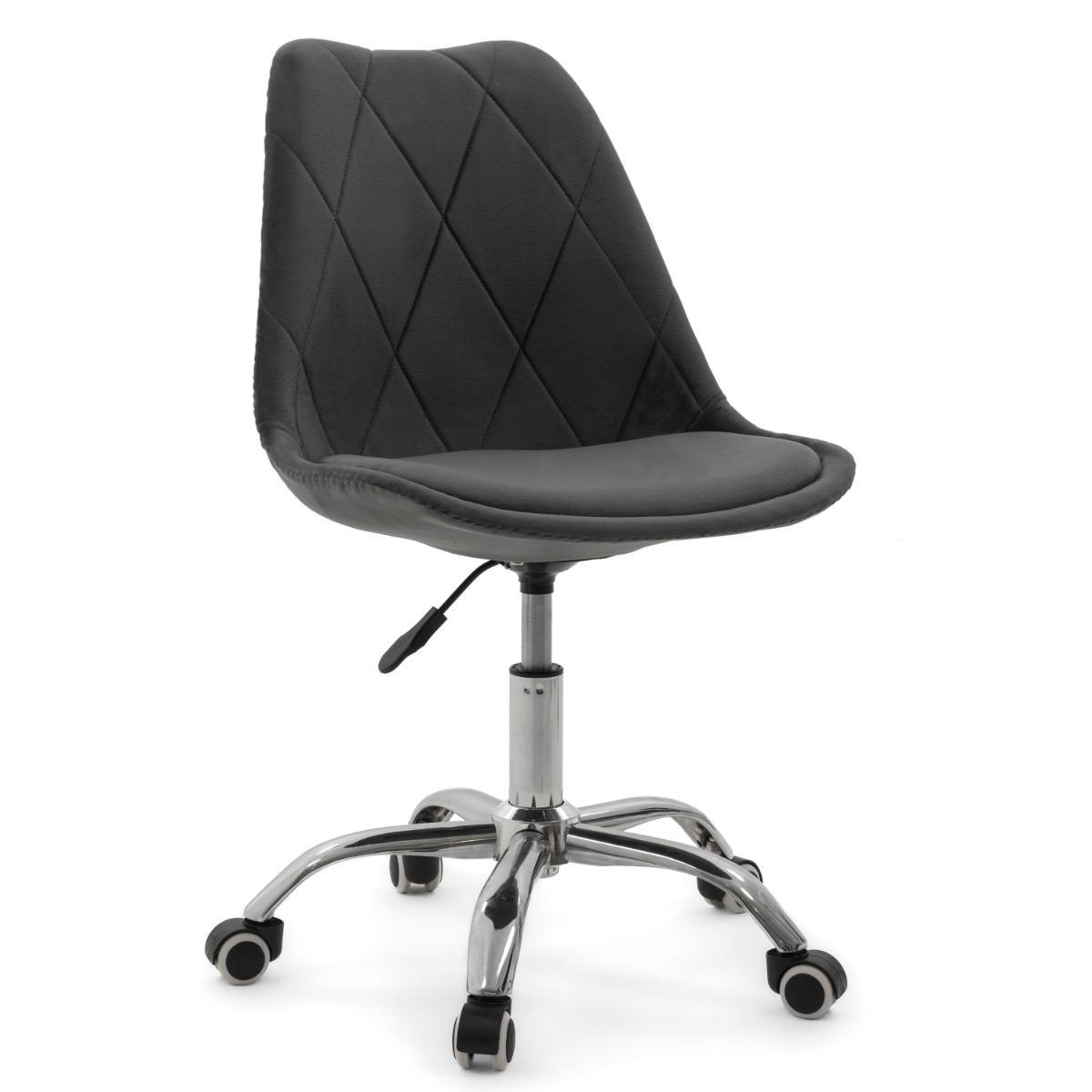 Krzesło do biurka DUBLIN biurowe krzesło obrotowe welurowe z poduszka do pokoju biura szare nr. 1