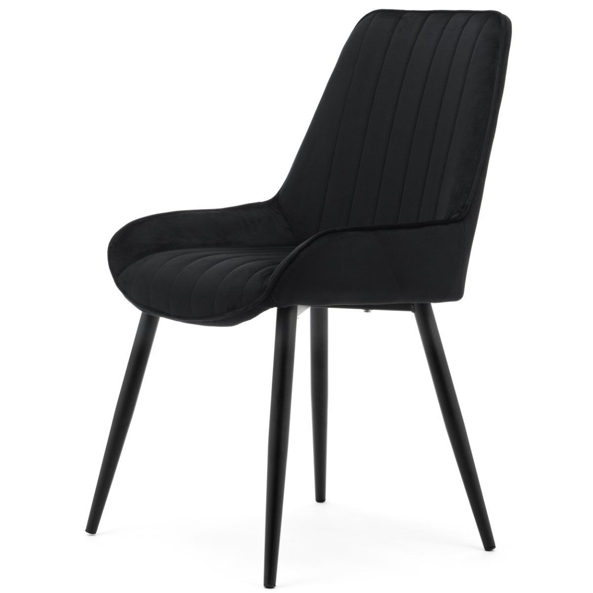 Krzesło LUCA czarne tapicerowane welurem czarne nóżki do jadalni lub salonu 3 Full Screen
